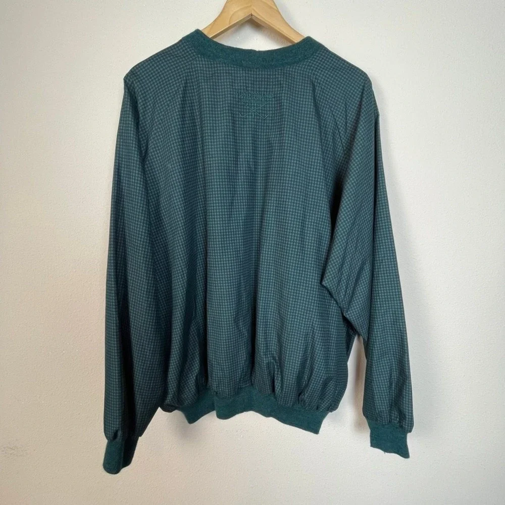 Sunderland of‎ Scotland Classic Golf Pullover Shirt Houndstooth Green Blue Sz XL